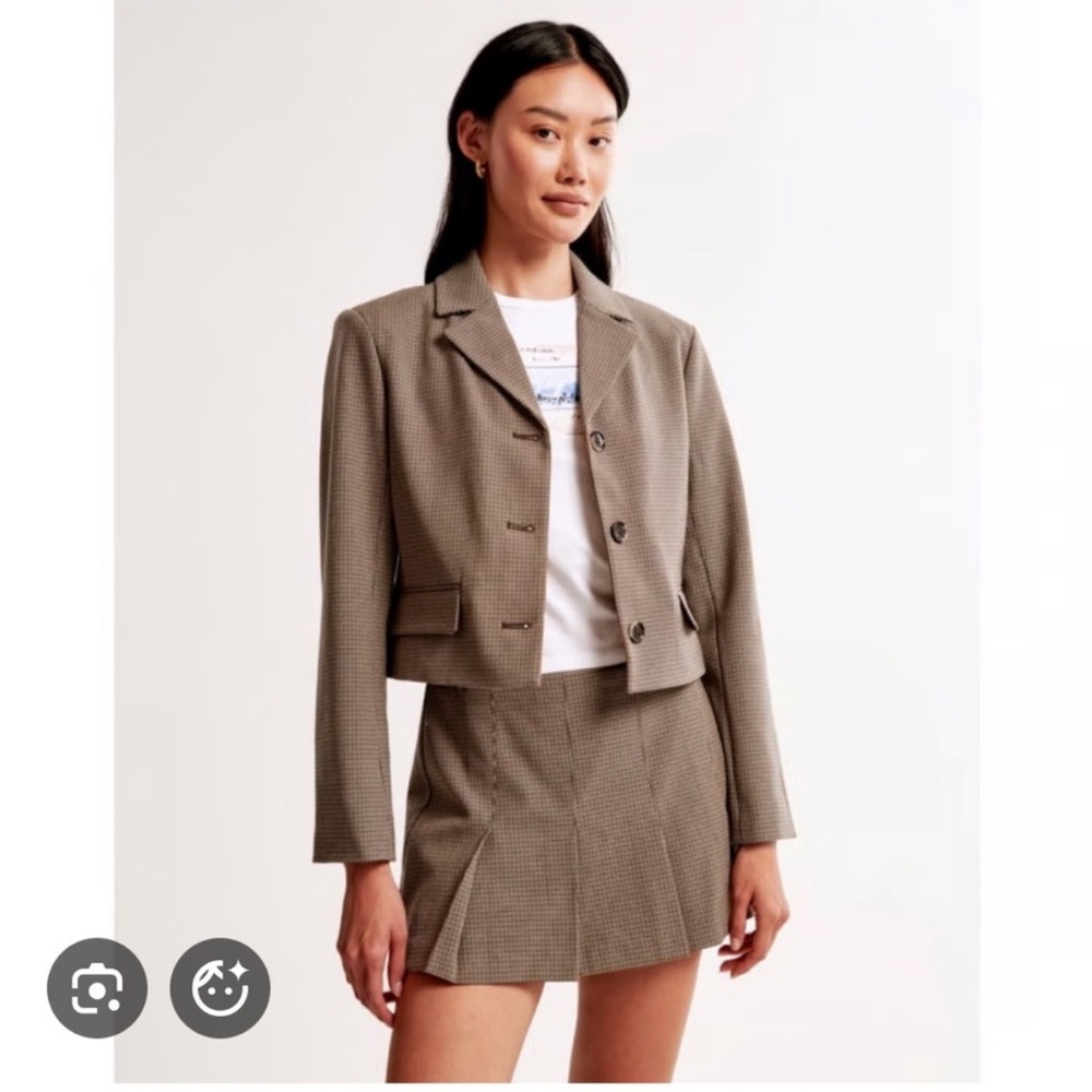 Abercrombie & Fitch NWT houndstooth cropped blazer jacket